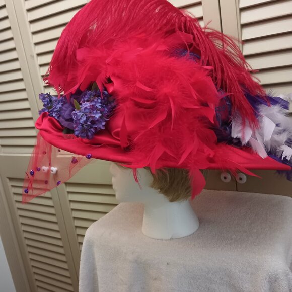 Lady Diane Red and Purple Derby Hat main image 7
